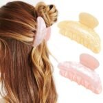 CAKURE Acrylic Claw Clips Pink Hair Clips Medium Nonslip Hair Claw (Pack of 2)