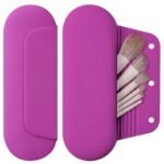 Soft Portable Cosmetic Face Brushes | Large Travel Makeup Brush Case - Bright Pink