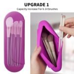 Soft Portable Cosmetic Face Brushes | Large Travel Makeup Brush Case - Bright Pink - Image 2