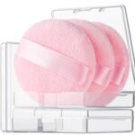 Teenitor 3Pcs Pink Powder Puff, 2.36 Inch Powder Puffs for Face Powder, Small Makeup Puff With 3 Cases