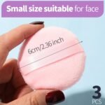 Teenitor 3Pcs Pink Powder Puff, 2.36 Inch Powder Puffs for Face Powder, Small Makeup Puff With 3 Cases - Image 2