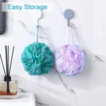 AmazerBath Loofah Sponge 75g/Piece, Exfoliating Bath Sponge Body Scrubber - Loofa Set of 4 Flower Color (Large, Green-Purple) - Image 7