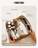 EACHY Travel Makeup Bag, Large Capacity Cosmetic Bag for Women, Waterproof PU Leather. - Image 2