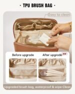 EACHY Travel Makeup Bag, Large Capacity Cosmetic Bag for Women, Waterproof PU Leather. - Image 3